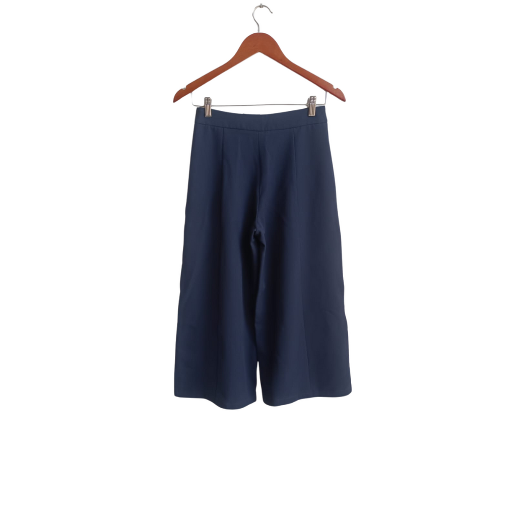 Mango Blue Cropped Wide Leg Pants | Gently Used |