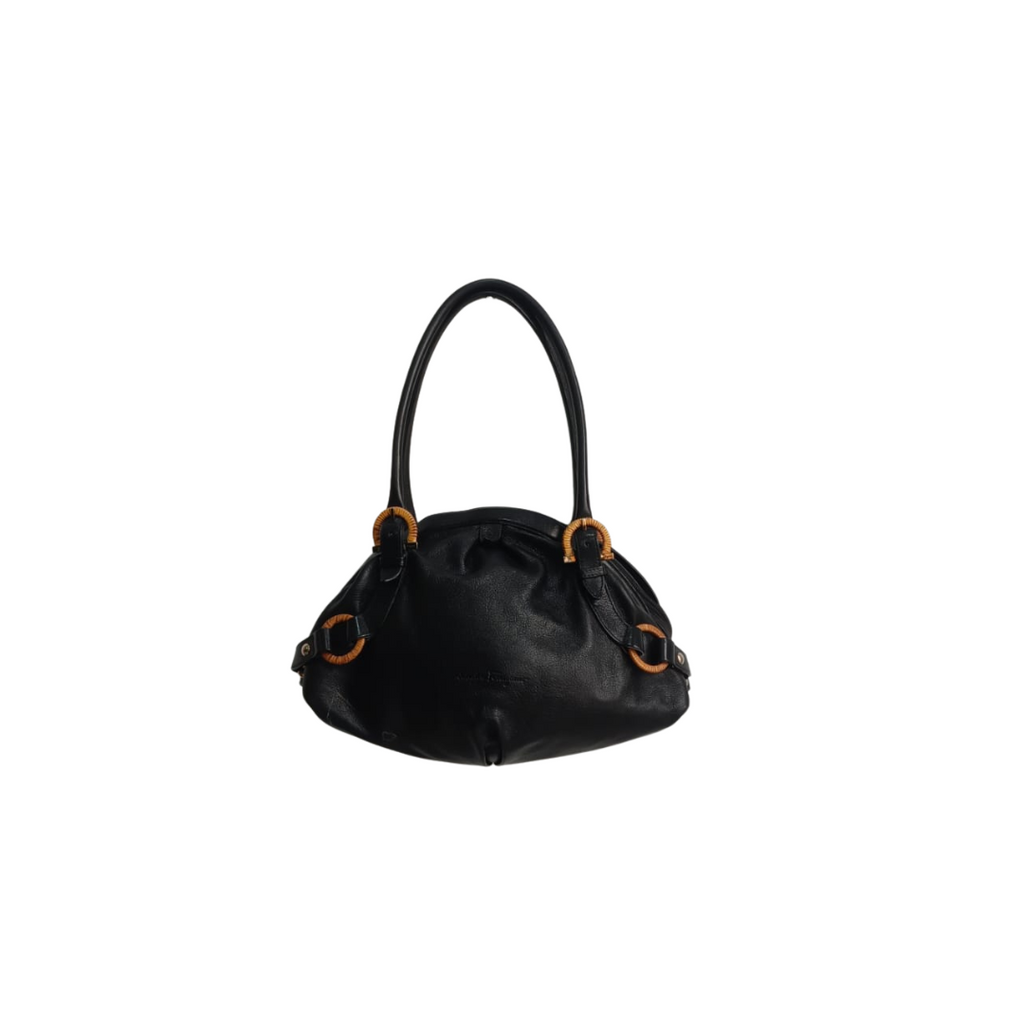 Salvatore Ferragamo Black Leather Shoulder Bag | Pre Loved |