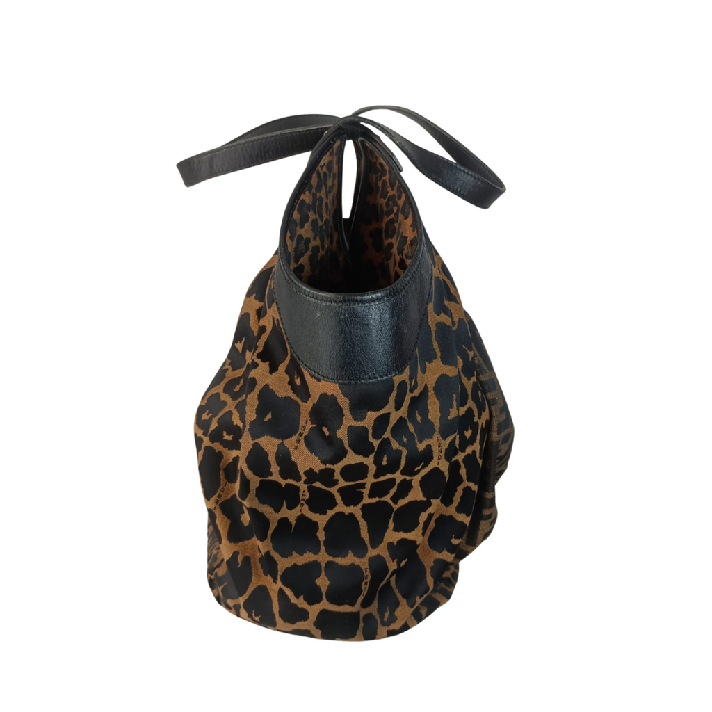 Fendi Canvas Monogram & Cheetah Print Hobo Bag | Pre Loved |