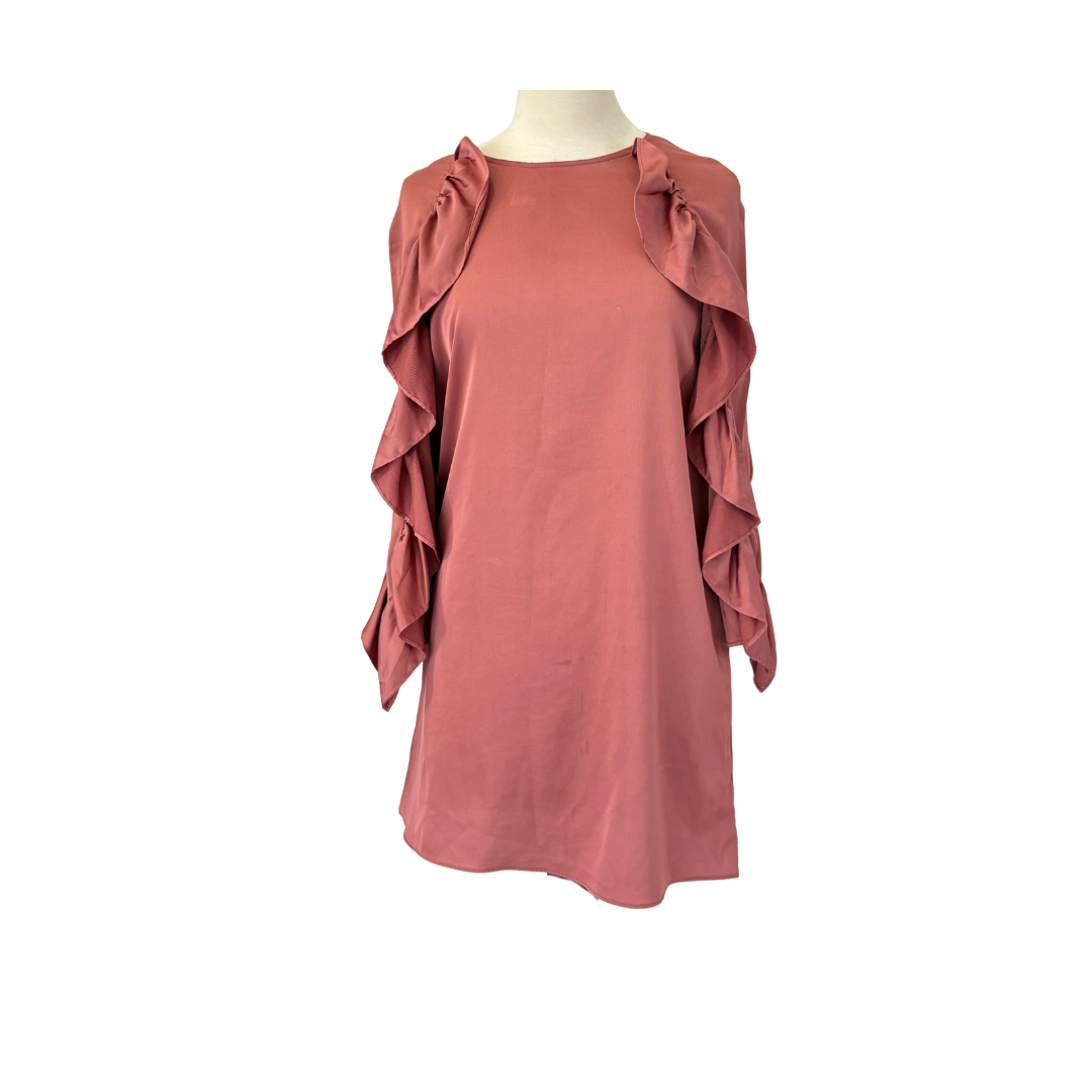 Zara Tea Pink Ruffled Tunic | Pre Loved | | Secret Stash Zara Tea Pink Ruffled Tunic | Pre Loved | | Secret Stash