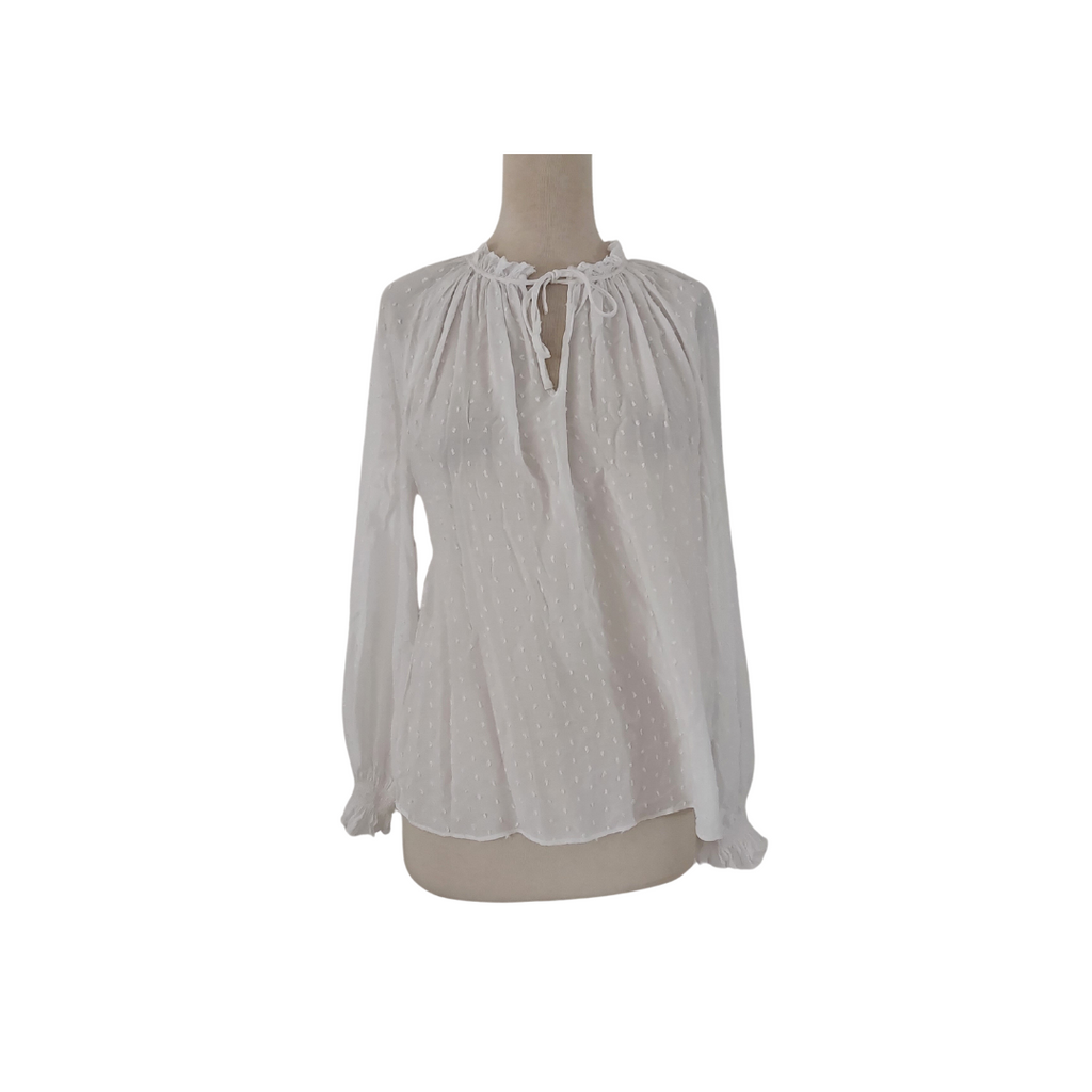 H&M White Embroidered Peasant Blouse | Gently Used |