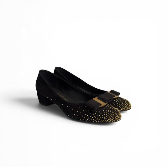 Salvatore Ferragamo Black Suede Pumps | Pre Loved |
