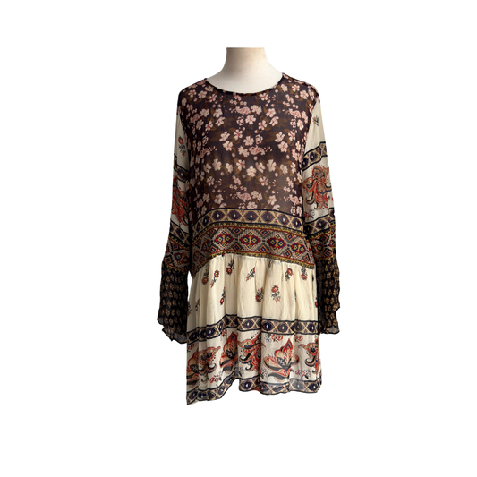 Zara Embroidered Patchwork Floral Print Dress | Pre loved |
