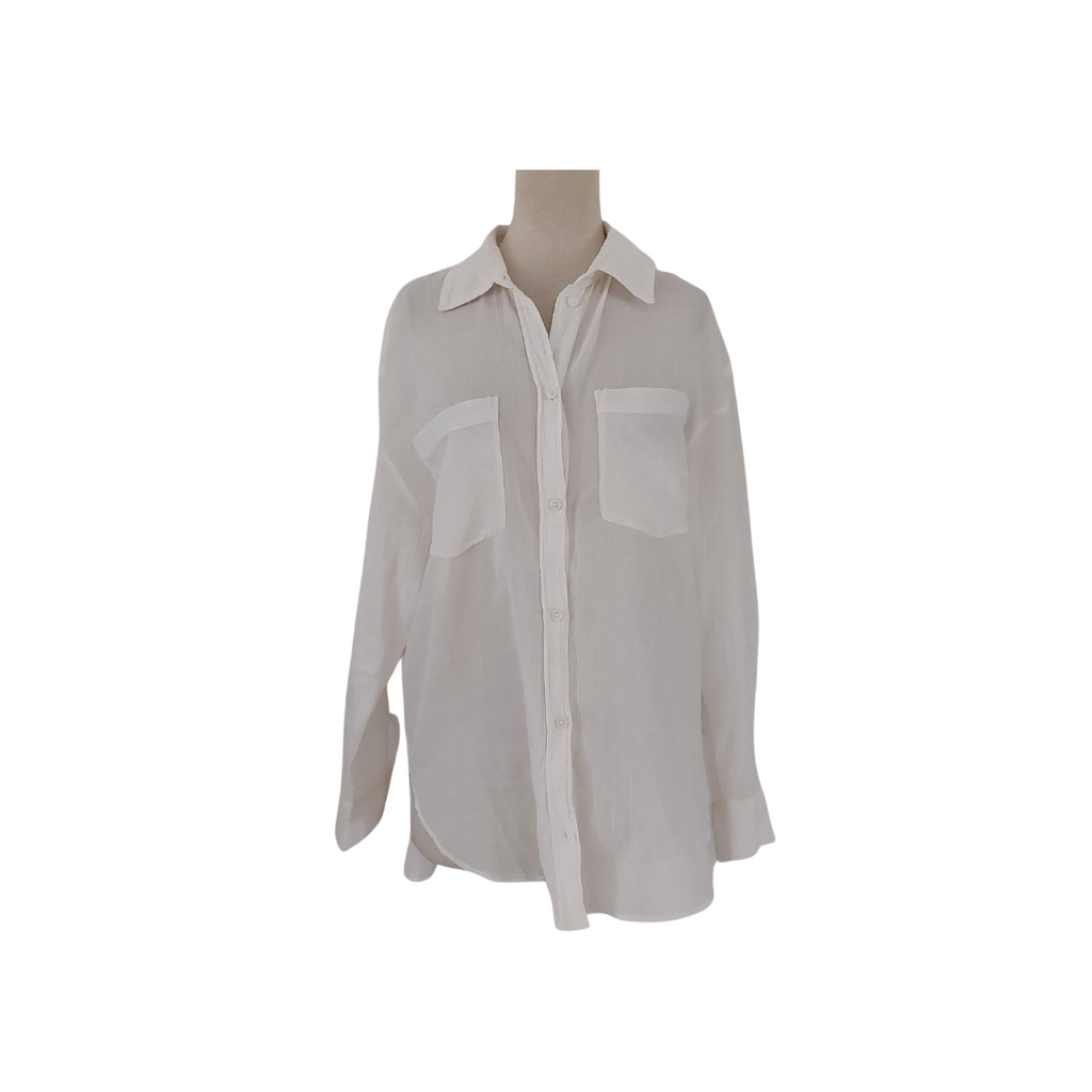 H&M White Cotton Collared Shirt | Gently Used |