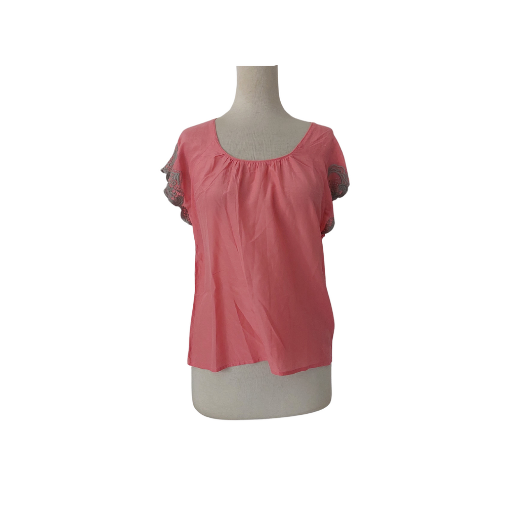 Banana Republic Pink & Grey Cap-sleeves Blouse | Gently Used |