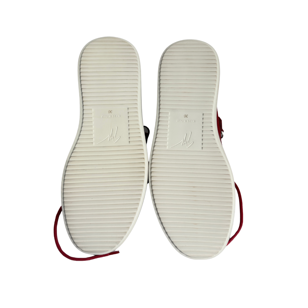 Giuseppe Zanotti Red Leather & Mesh Megatron Lace Up Trainers Sneakers | Like New |