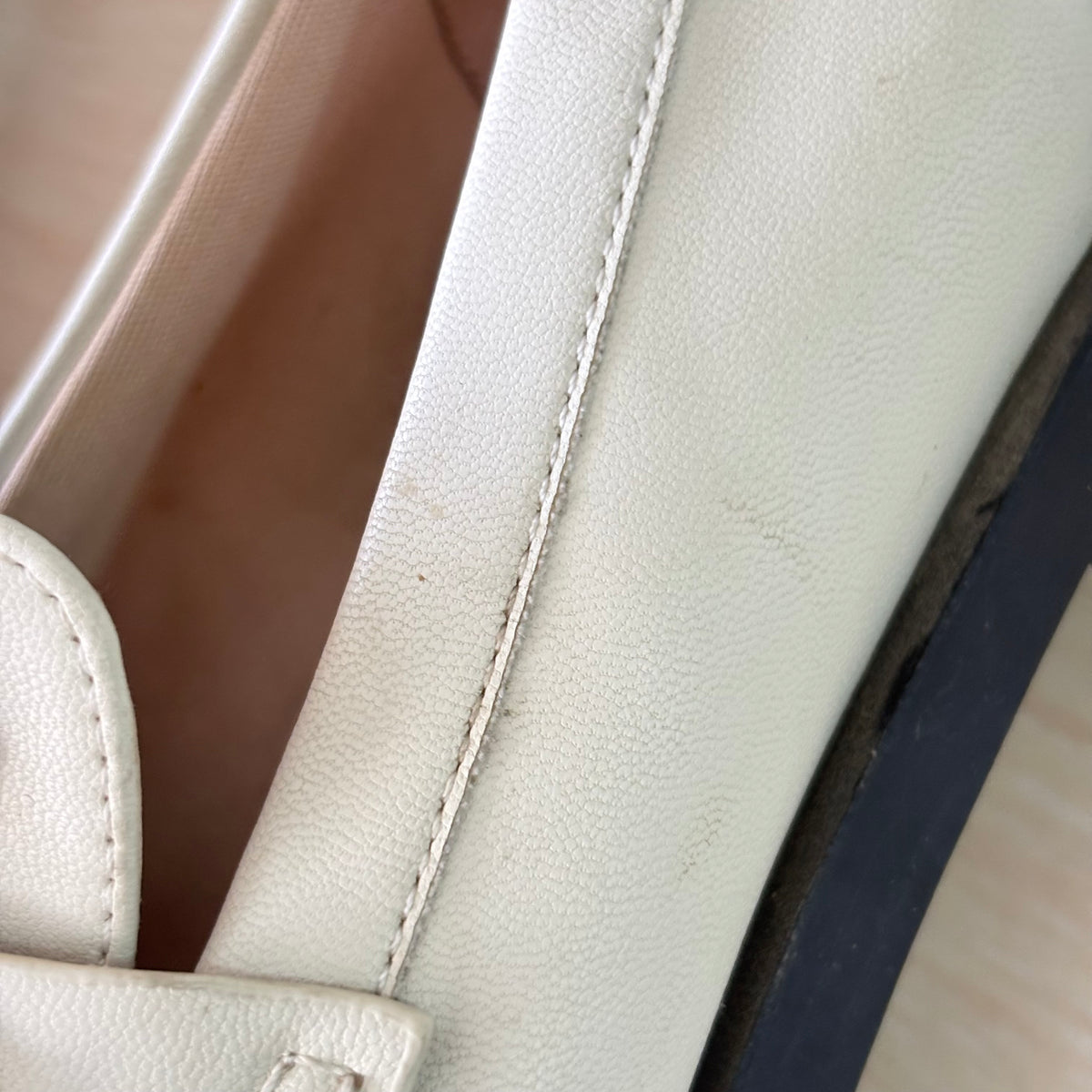 Charles And Keith Cream And Gold Chain Loafers | Pre Loved |
