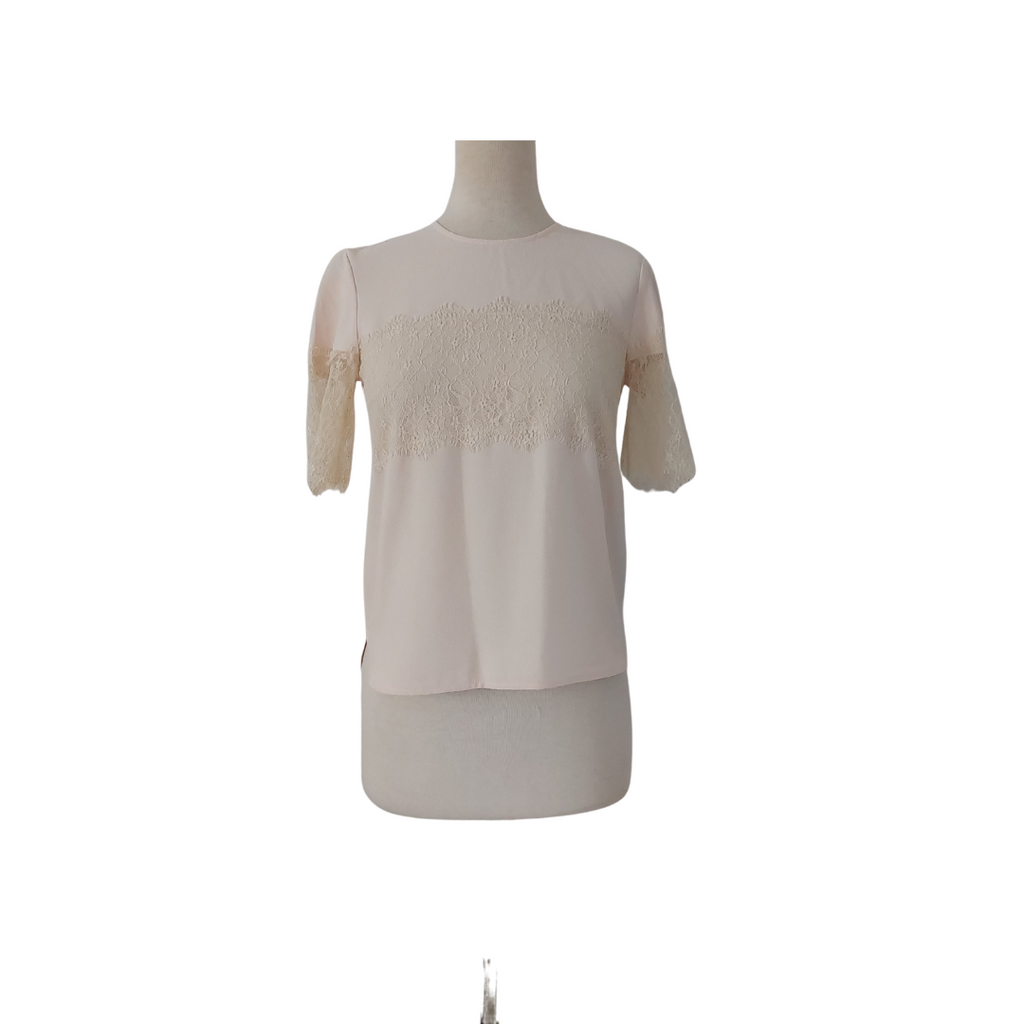 ZARA Cream Lace Short-sleeves Top | Like New |