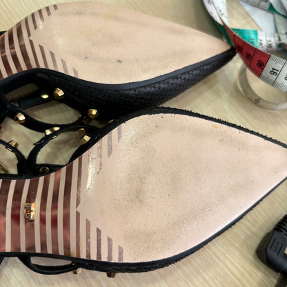 Dune Black Casterly T-Bar Studded Court Shoes | Pre Loved |