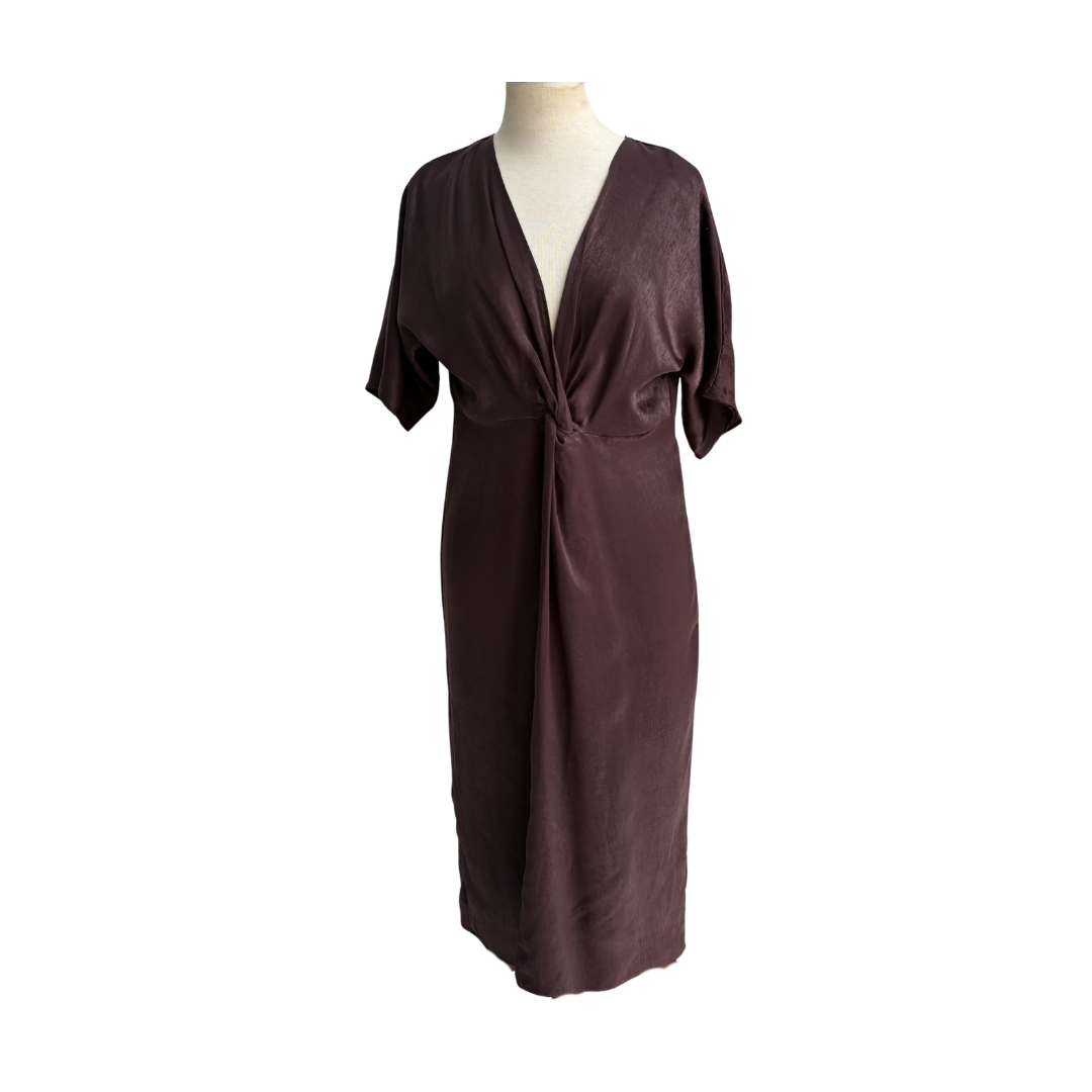 Zara Deep Purple Knot Midi Dress | Gently Used