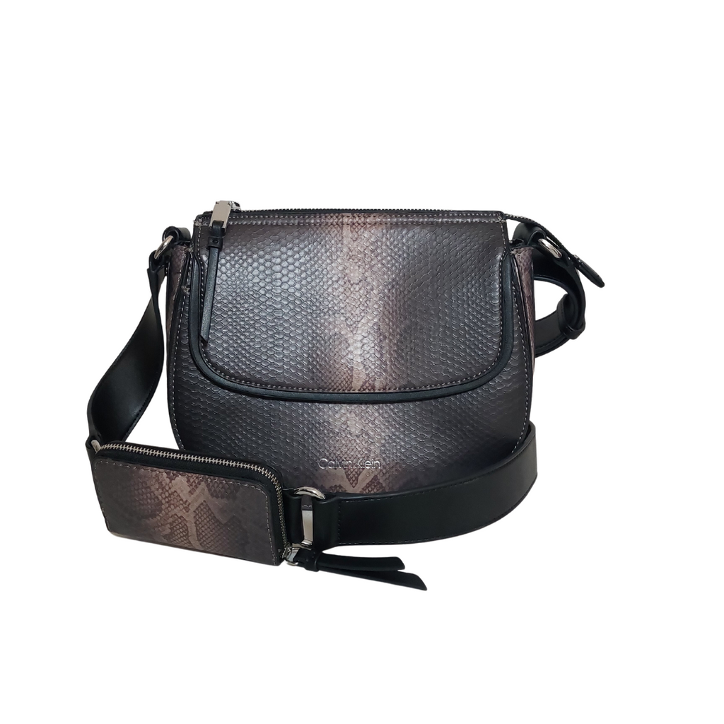 Calvin Klein Grey Snakeskin Print Ombre 'Bella' Crossbody Bag | Gently Used |