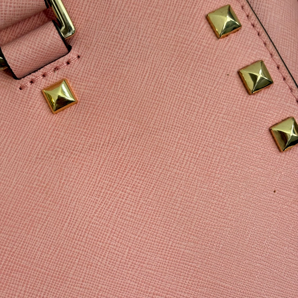 Michael Kors Pale Pink Leather 'Selma' Studded Satchel Bag | Brand New |