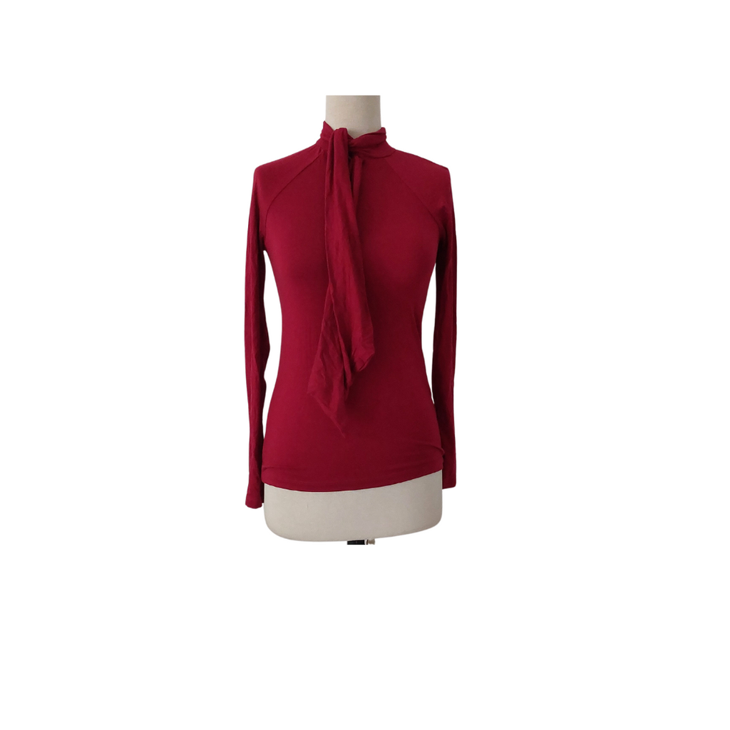 ZARA Maroon Front-knot Knit Top | Brand New |