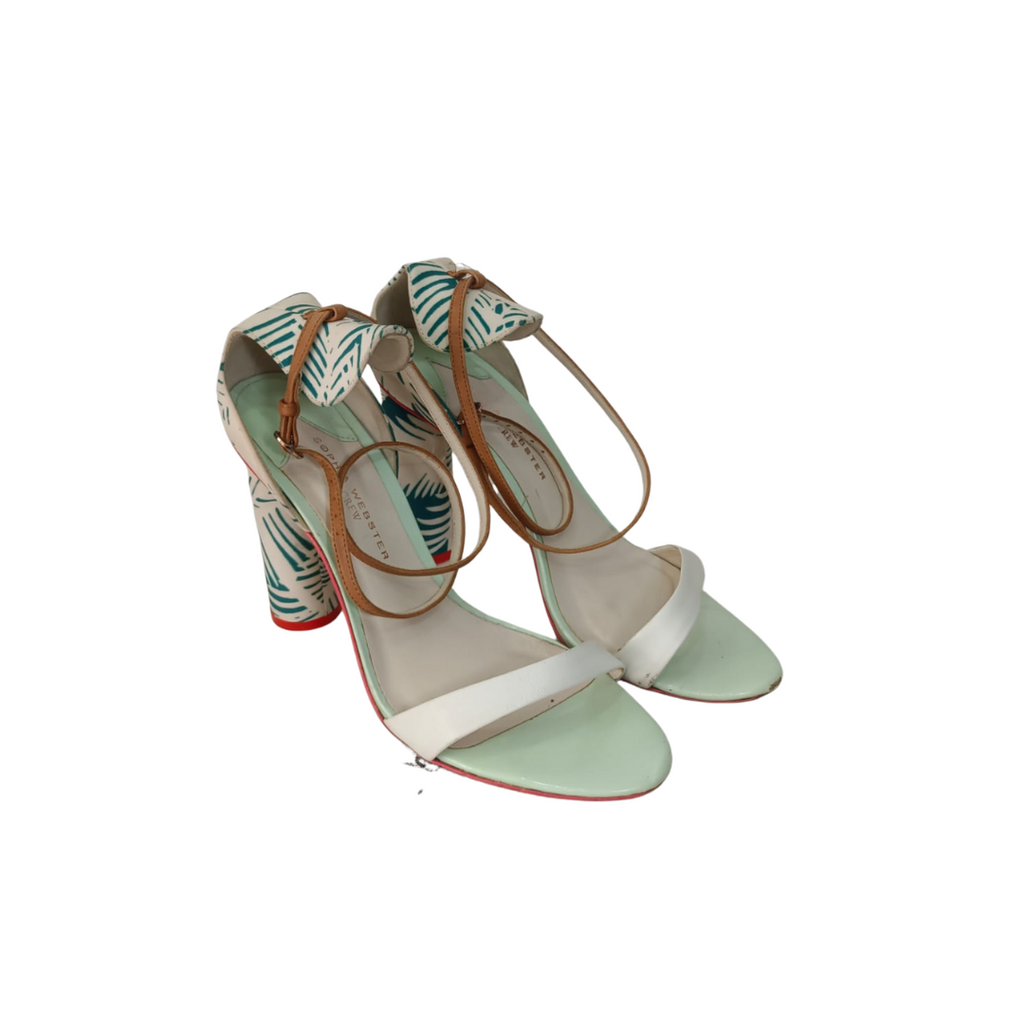 Sophia Webster For J.Crew Tropical Fabric Ankle Strap Heeled Sandals | Pre Loved |