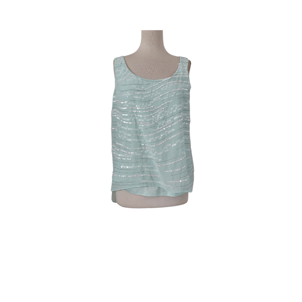 Express Mint Green Sequins Sleeveless Top | Gently Used |
