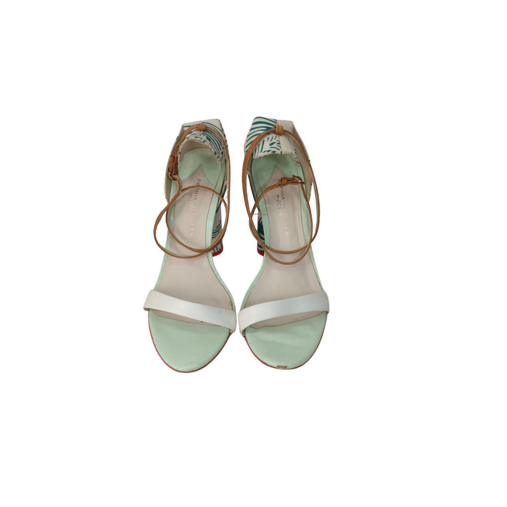 Sophia Webster For J.Crew Tropical Fabric Ankle Strap Heeled Sandals | Pre Loved |