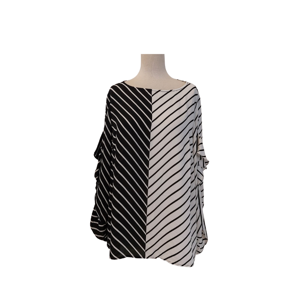 Alfani Black & White Striped Blouse | Gently Used | | Secret Stash