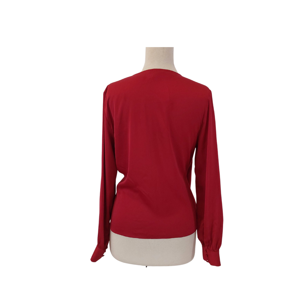 H&M Red Crossover Satin Blouse | Brand New |