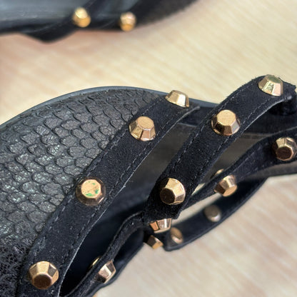 Dune Black Casterly T-Bar Studded Court Shoes | Pre Loved |