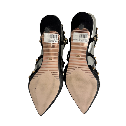 Dune Black Casterly T-Bar Studded Court Shoes | Pre Loved |