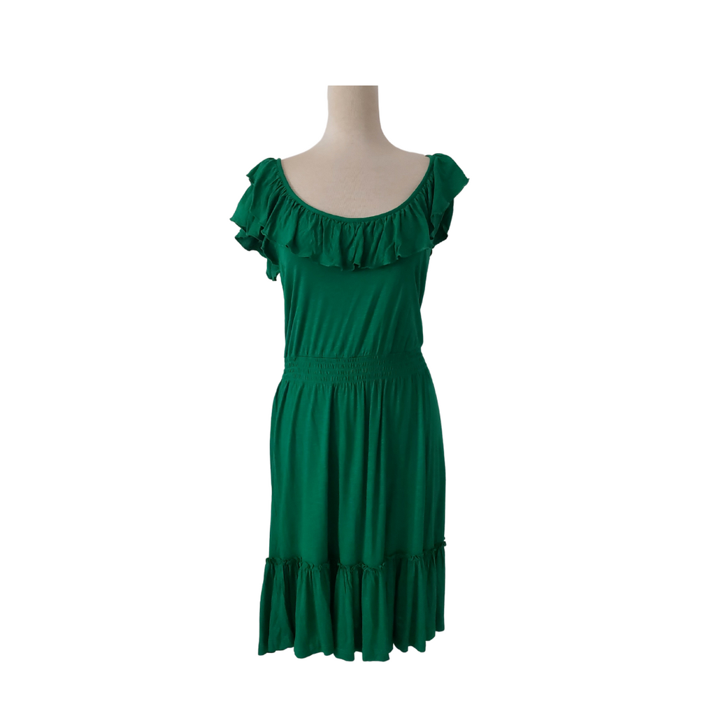 Mango Green Off-shoulder Frill Dress | Like New |