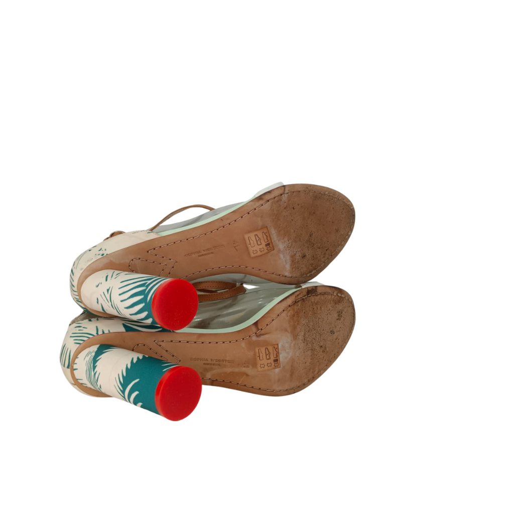 Sophia Webster For J.Crew Tropical Fabric Ankle Strap Heeled Sandals | Pre Loved |