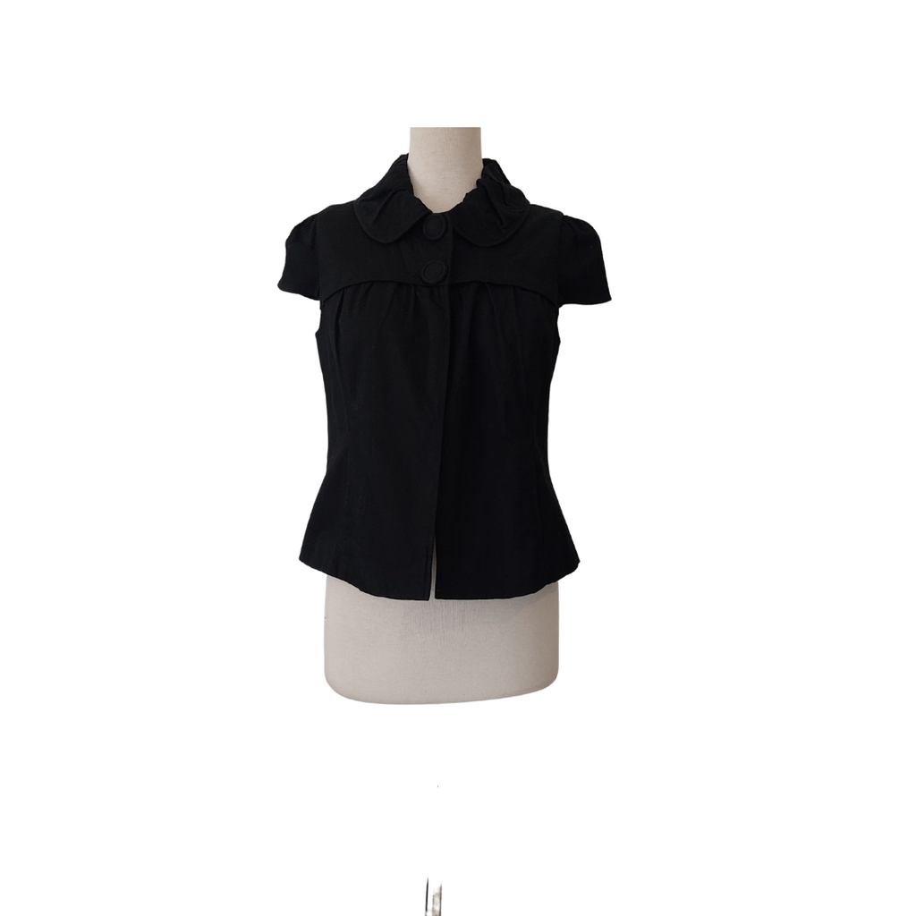 Promod Black Peasant-collar Short-sleeves Summer Jacket | Pre Loved |