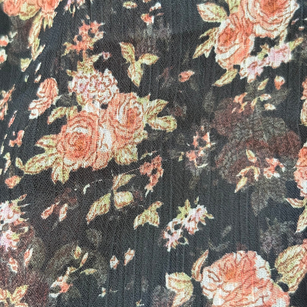 Stradivarius Black Floral Print Sheer Midi Dress | Gently Used |