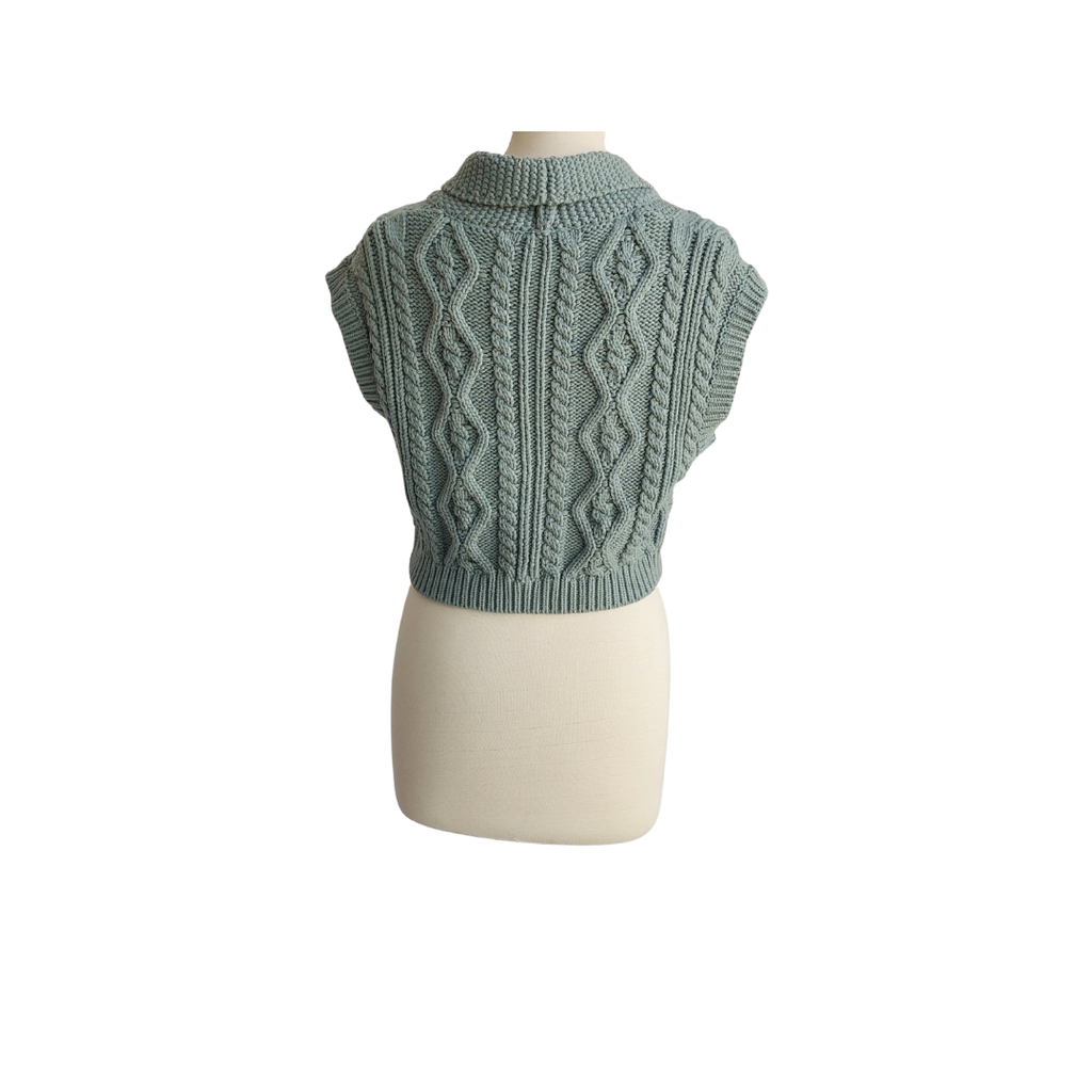 ZARA Green Sleeveless Acrylic Bejeweled Button Vest | Gently Used |