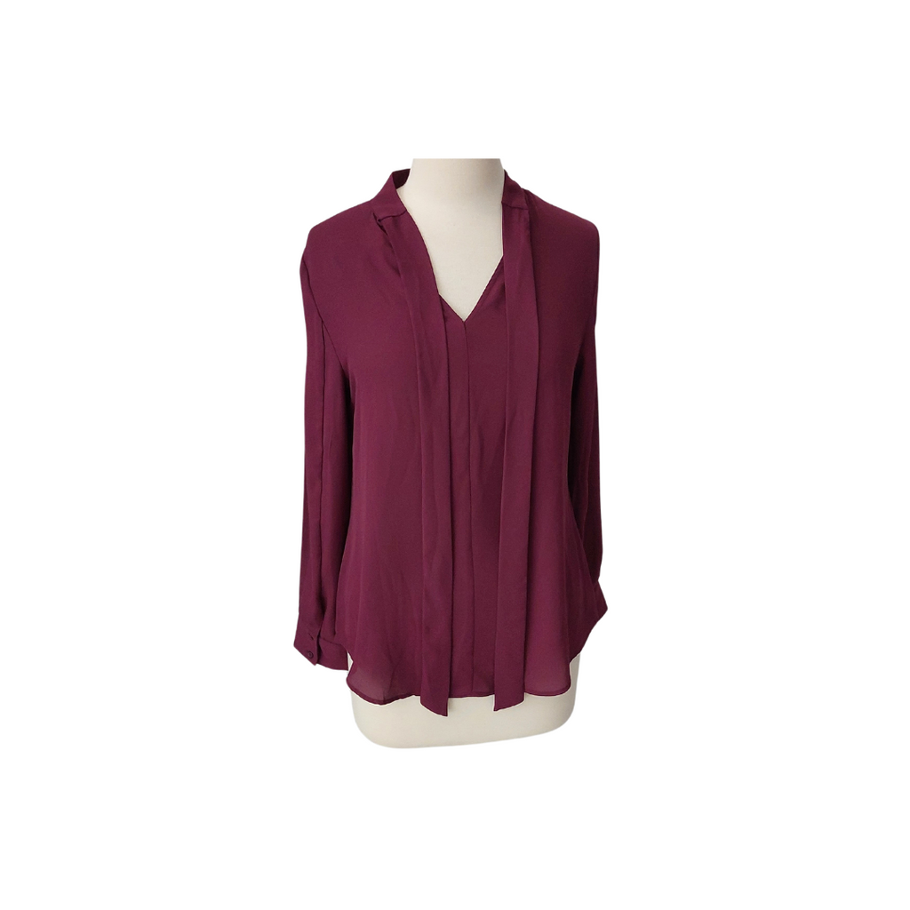 The Limited Plum Neck-tie Long-sleeveless Top | Brand New |