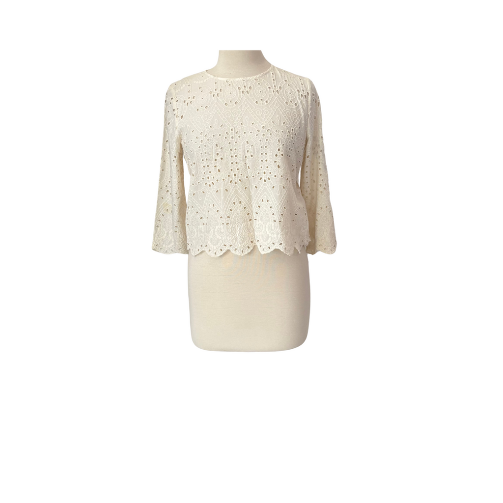 Zara Cream Cut Work Top | Pre Loved |