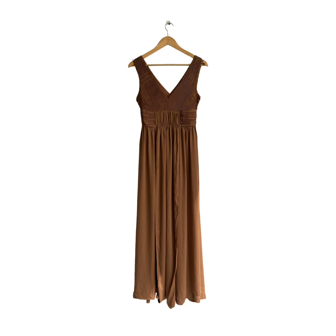 chinese dress ladies Juicy Couture Orange Velour Ruffle Trim Maxi | Gently Used