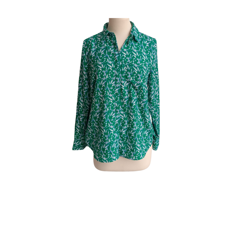 J.Crew Green Floral Printed Button Down Shirt | Like New |