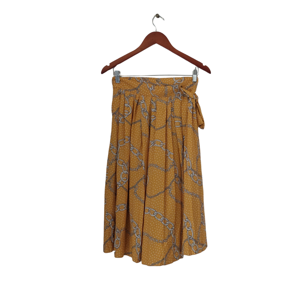 Mango Yellow Chain Printed Midi Skirt | Like New |