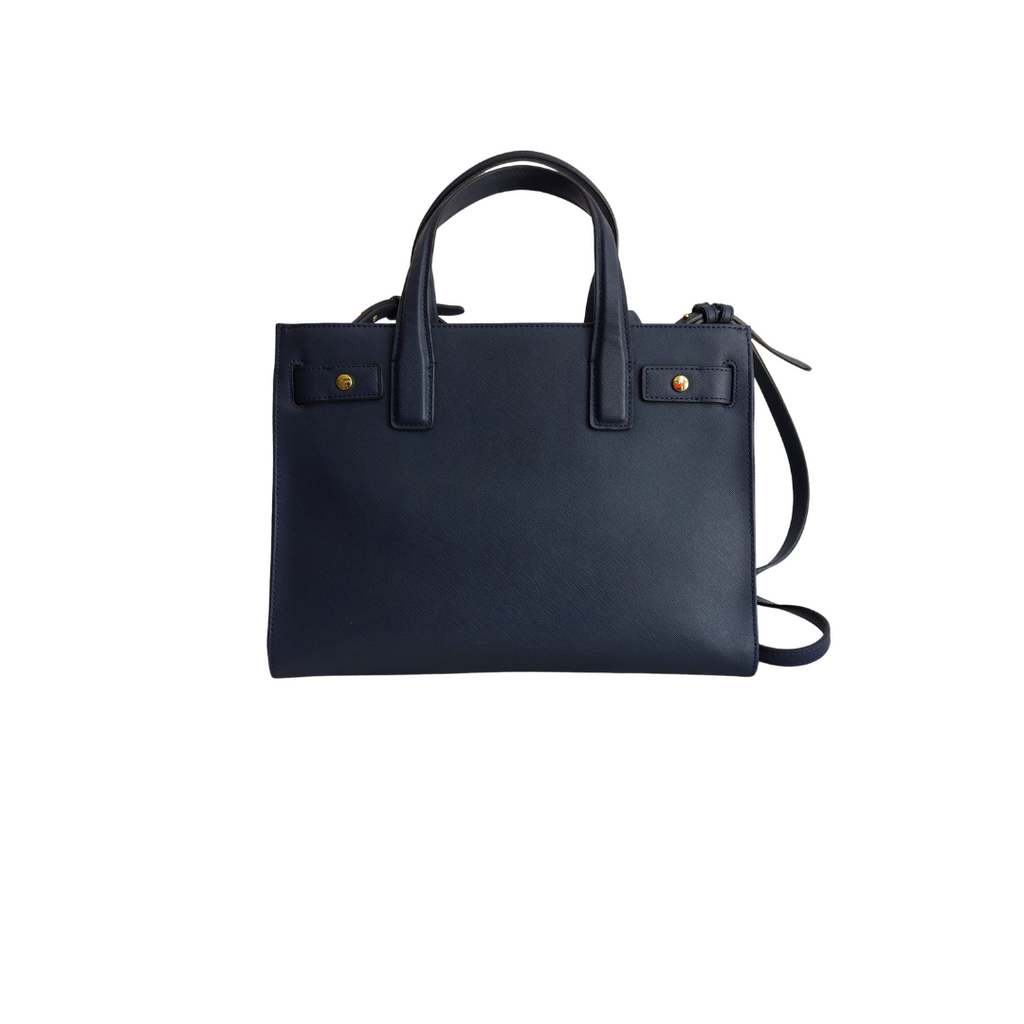 Kurt Geiger Blue Saffiano Leather Convertible Tote Bag | Pre Loved |