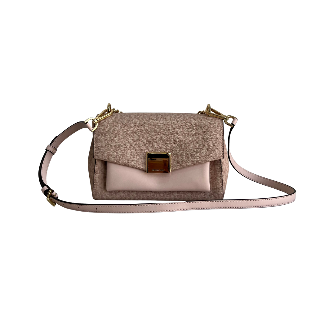 Michael Kors Ballet Pink Leatherette & Canvas Monogram Lita Crossbody Bag | Gently Used |