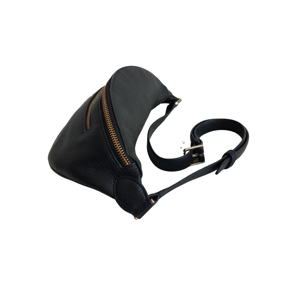 Kate Spade Black Leila Pebbled Leather Belt Bag | Gently Used |
