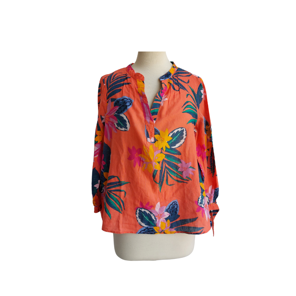Old Navy Orange Floral Printed Long Top | Like New |