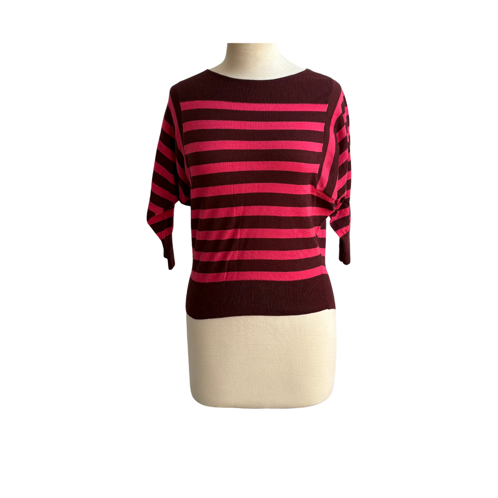 Loft Brown & Pink Striped Top | Gently Used |