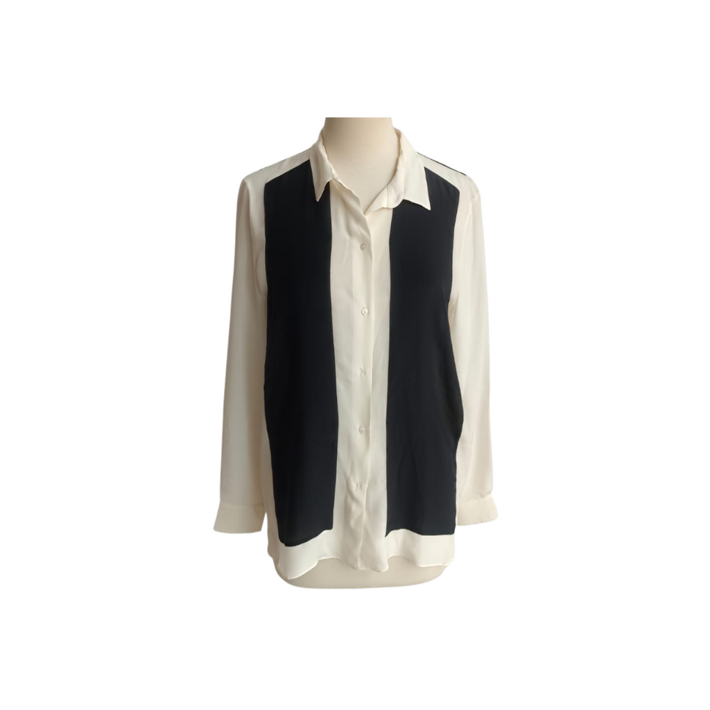 ZARA Black & White Semi-Sheer Collared Shirt | Pre Loved |
