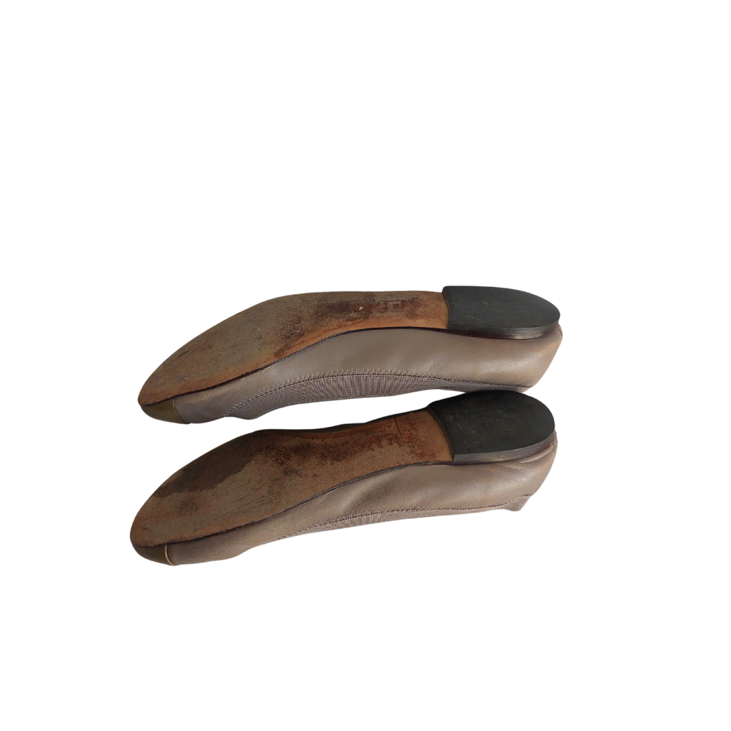 Tory Burch Grey Leather Two-Toned Jolie Ballet Flats | Pre Loved |