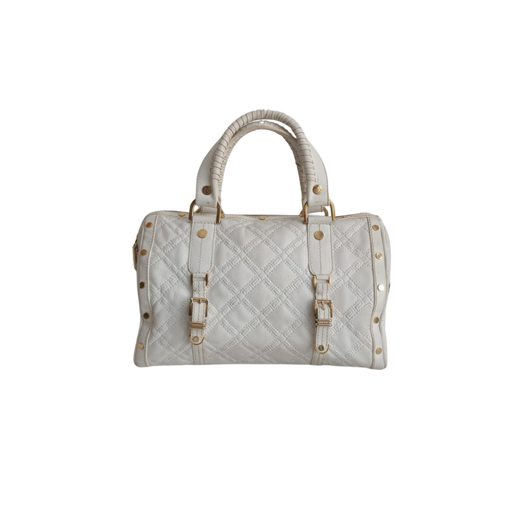 Versace White Leather Studded Handbag | Pre Loved |