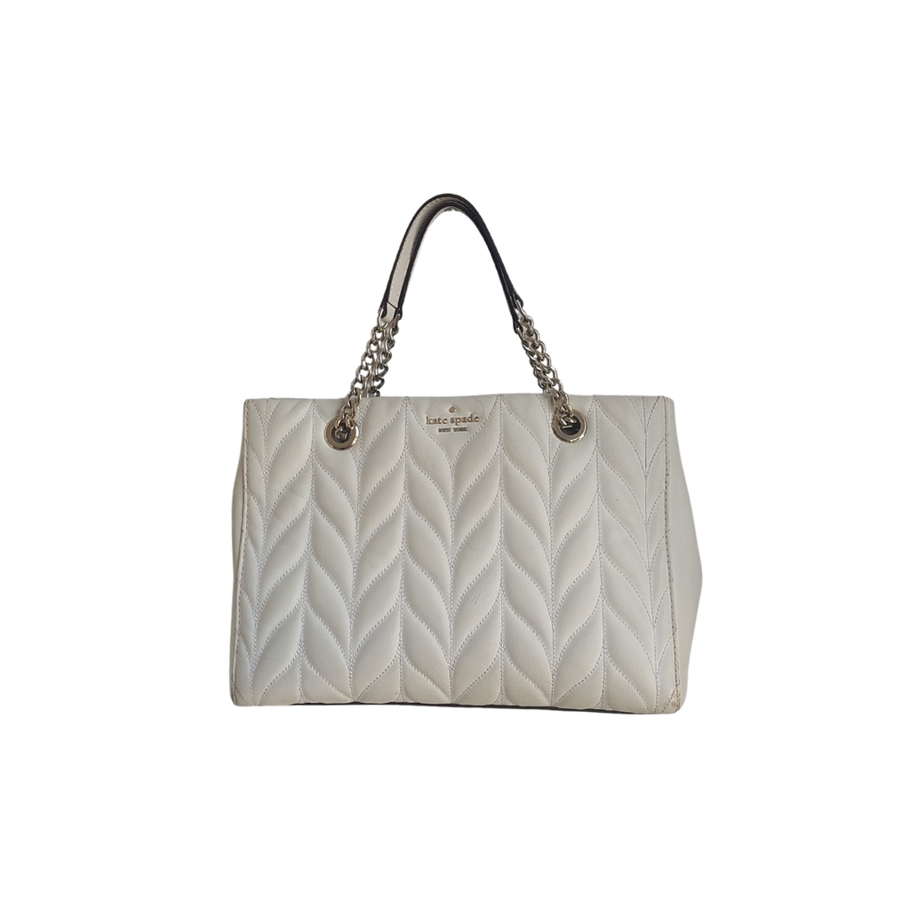 Kate Spade White Meena Leather Briar Lane Quilted Shoulder Bag | Pre Loved |
