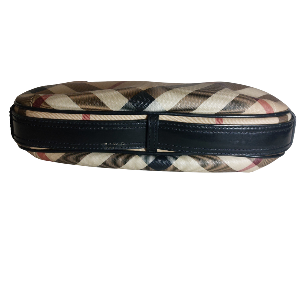 Burberry Beige/Black Nova Check Coated Canvas and Patent Leather Shoulder Bag | Pre Loved |