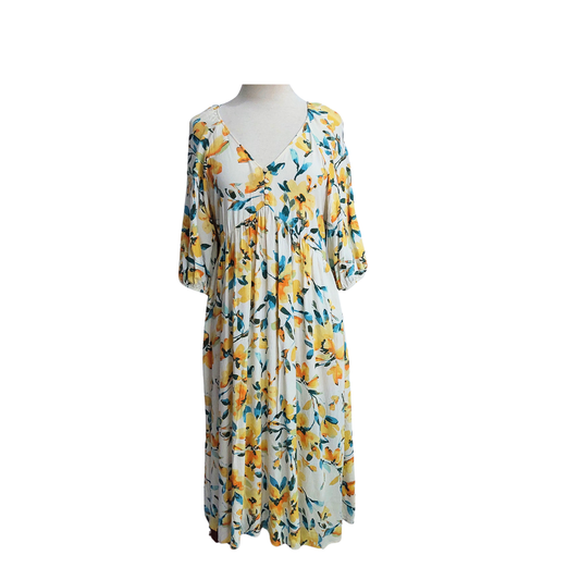 Gap White & Yellow Floral Maternity Maxi Dress | Pre Loved |