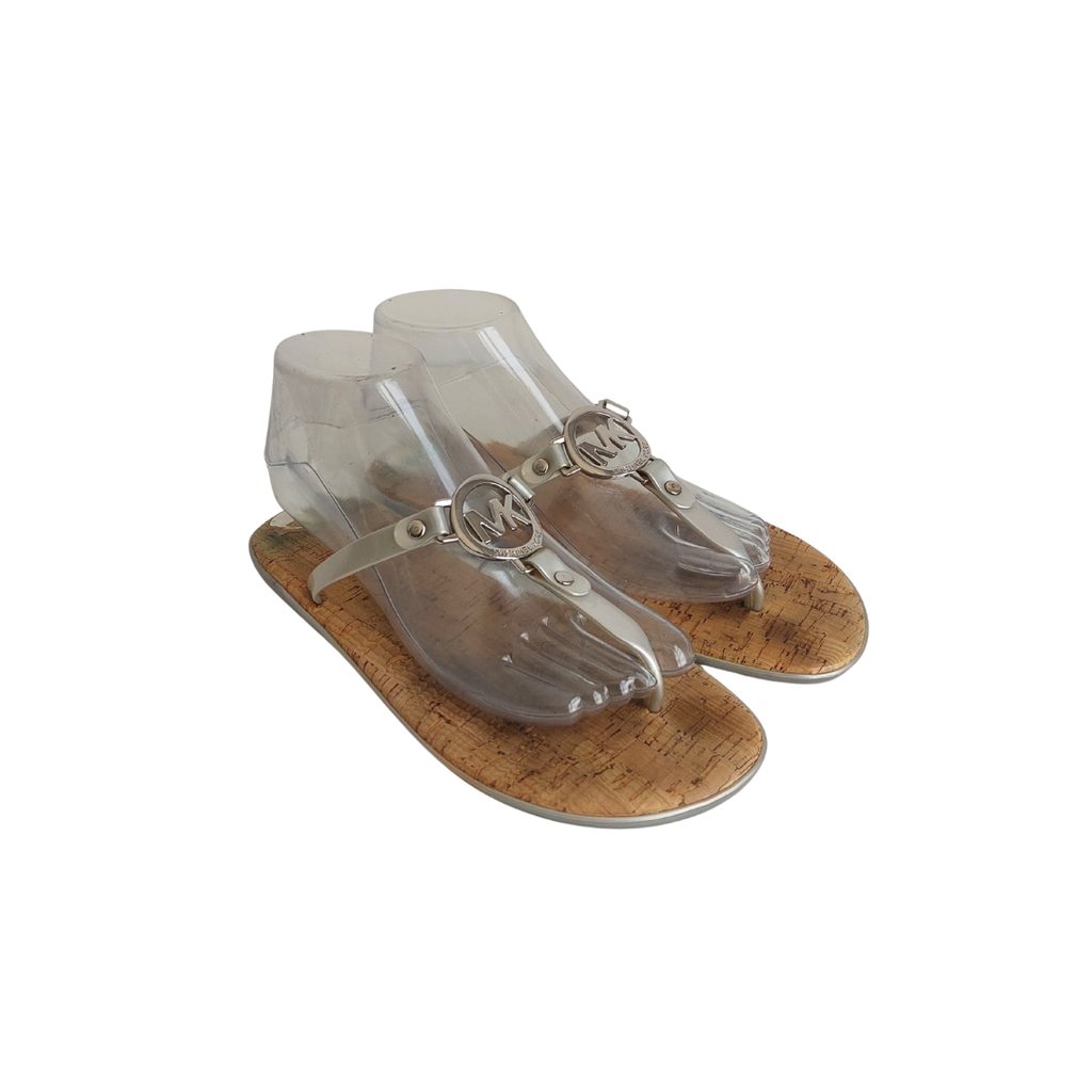 Michael Kors Silver Charm Jelly Cork Summer Sandals | Pre Loved |