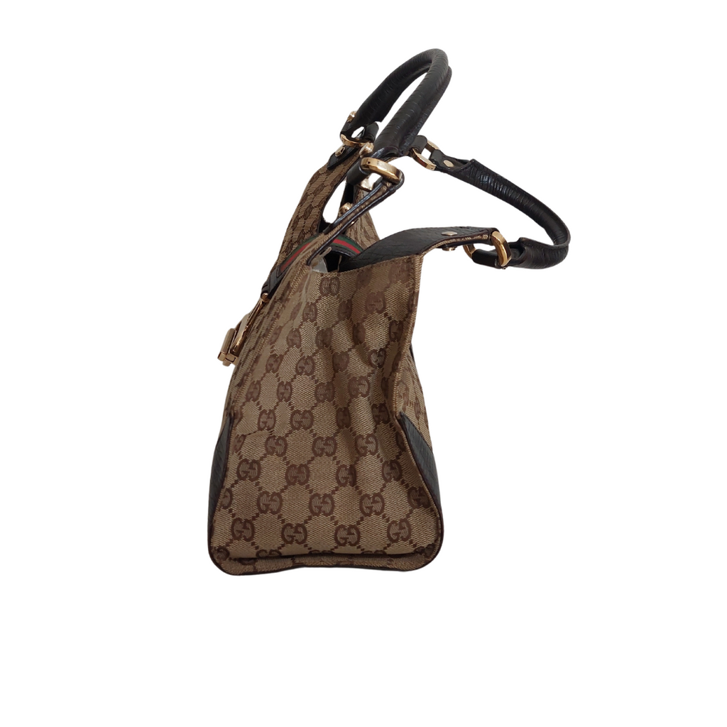 Gucci Beige / Ebony GG Monogram Web Junco Shoulder Bag | Pre Loved |