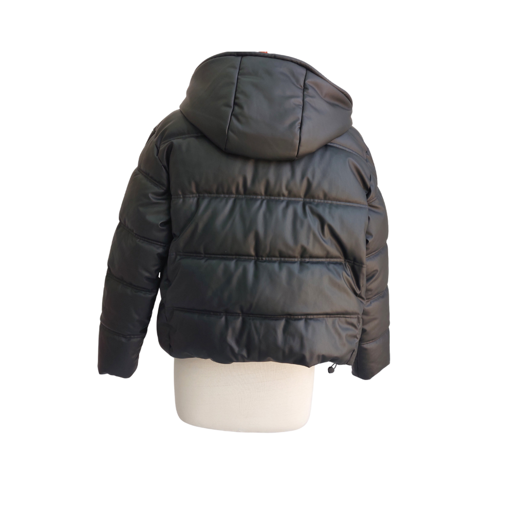 ZARA Black Faux Leather Hooded Zipper Jacket | Brand New |