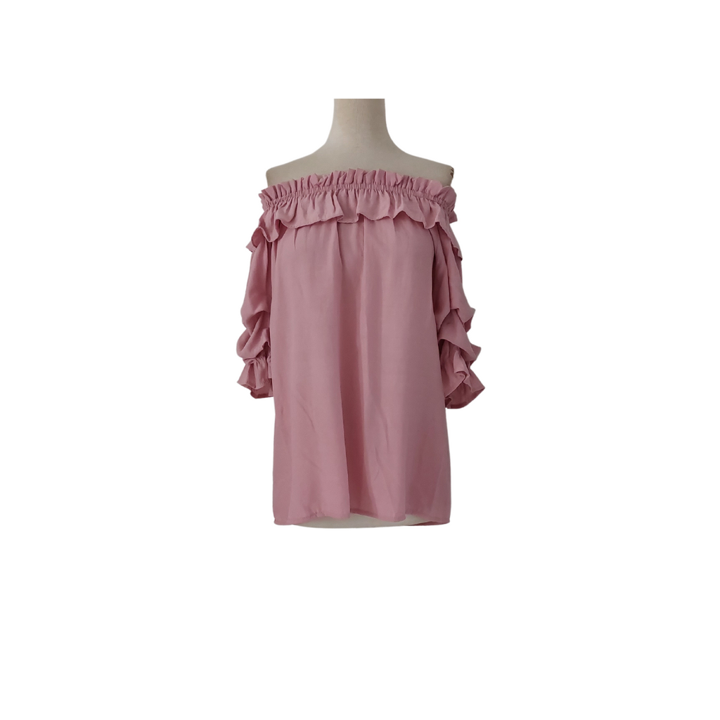 Mantra Blush-pink Off-shoulder Frill Blouse | Brand New |