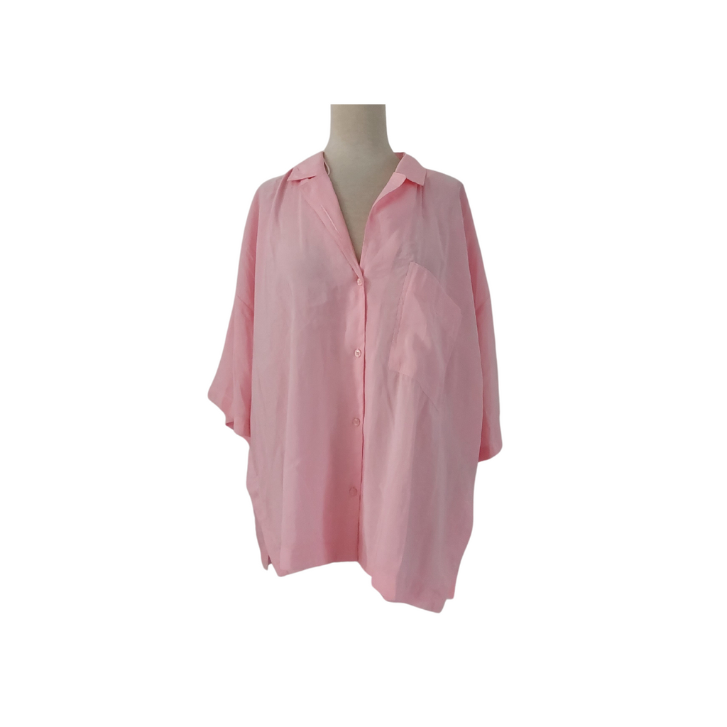 ZARA Pink Oversized Short Sleeve Collared Shirt | Pre loved |